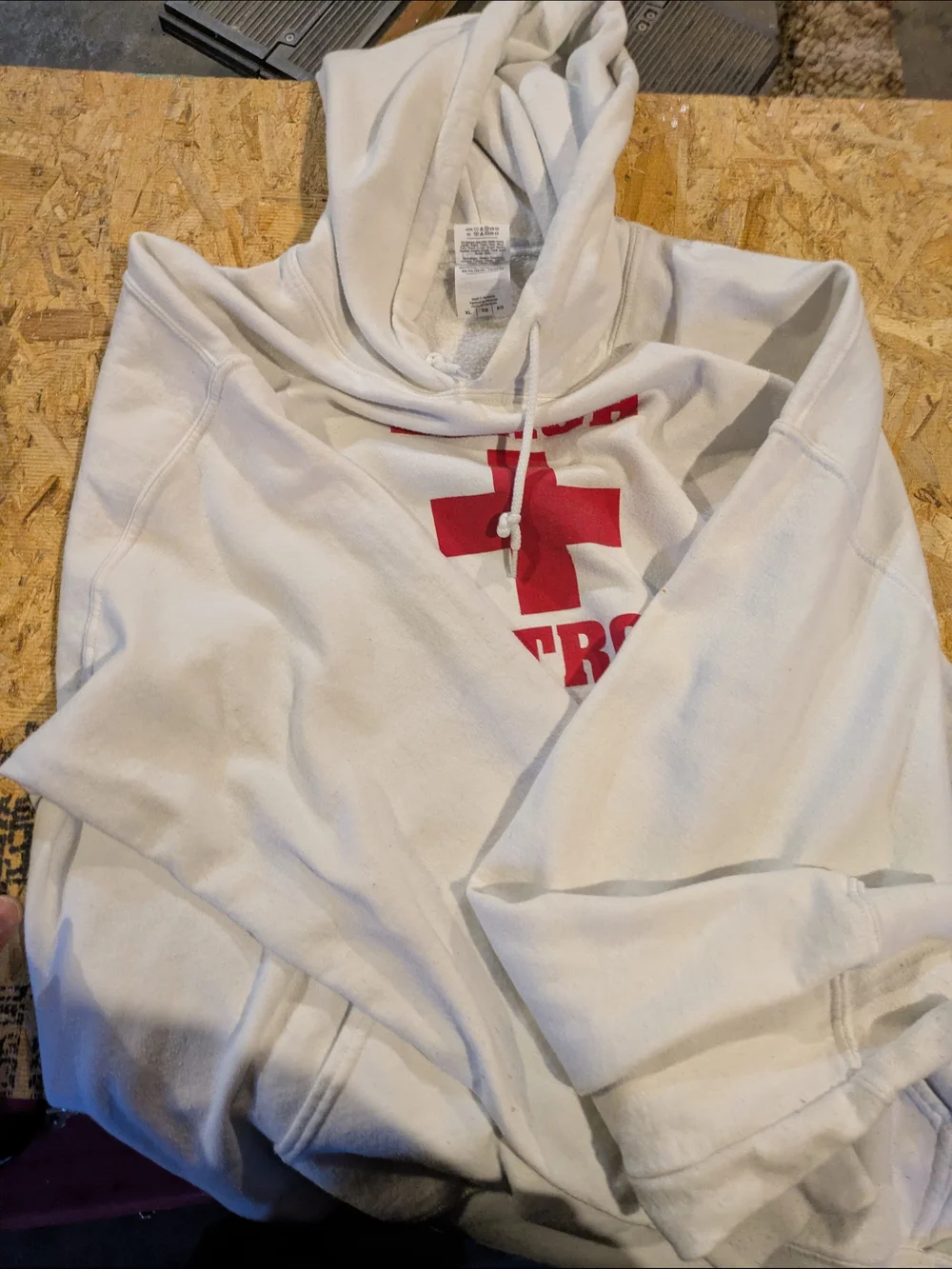Beach Patrol White Hoodie with Red Lifesaver Logo